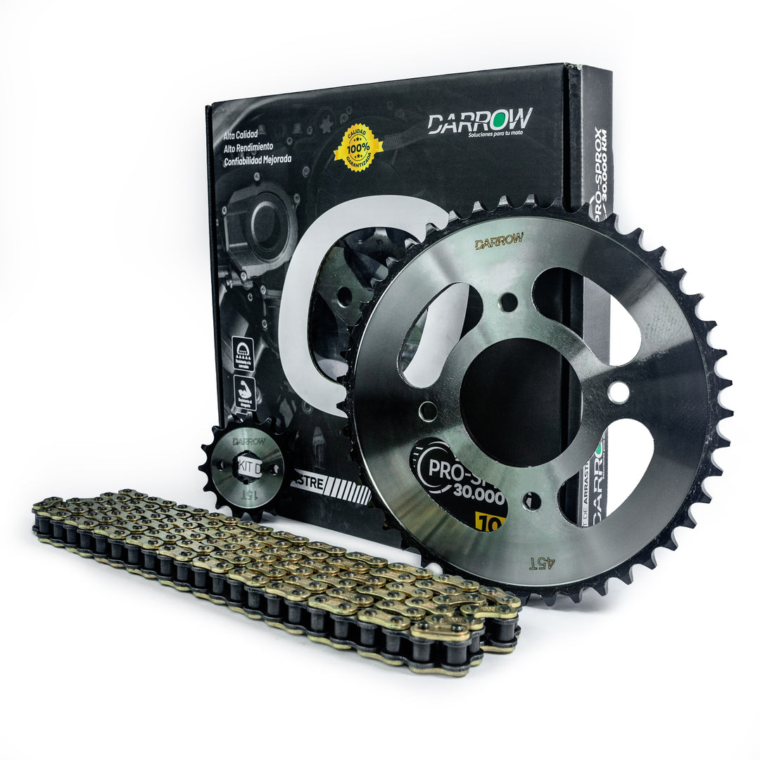 KIT ARRASTRE 15X45 428H GIXXER150 CADENA DORADA