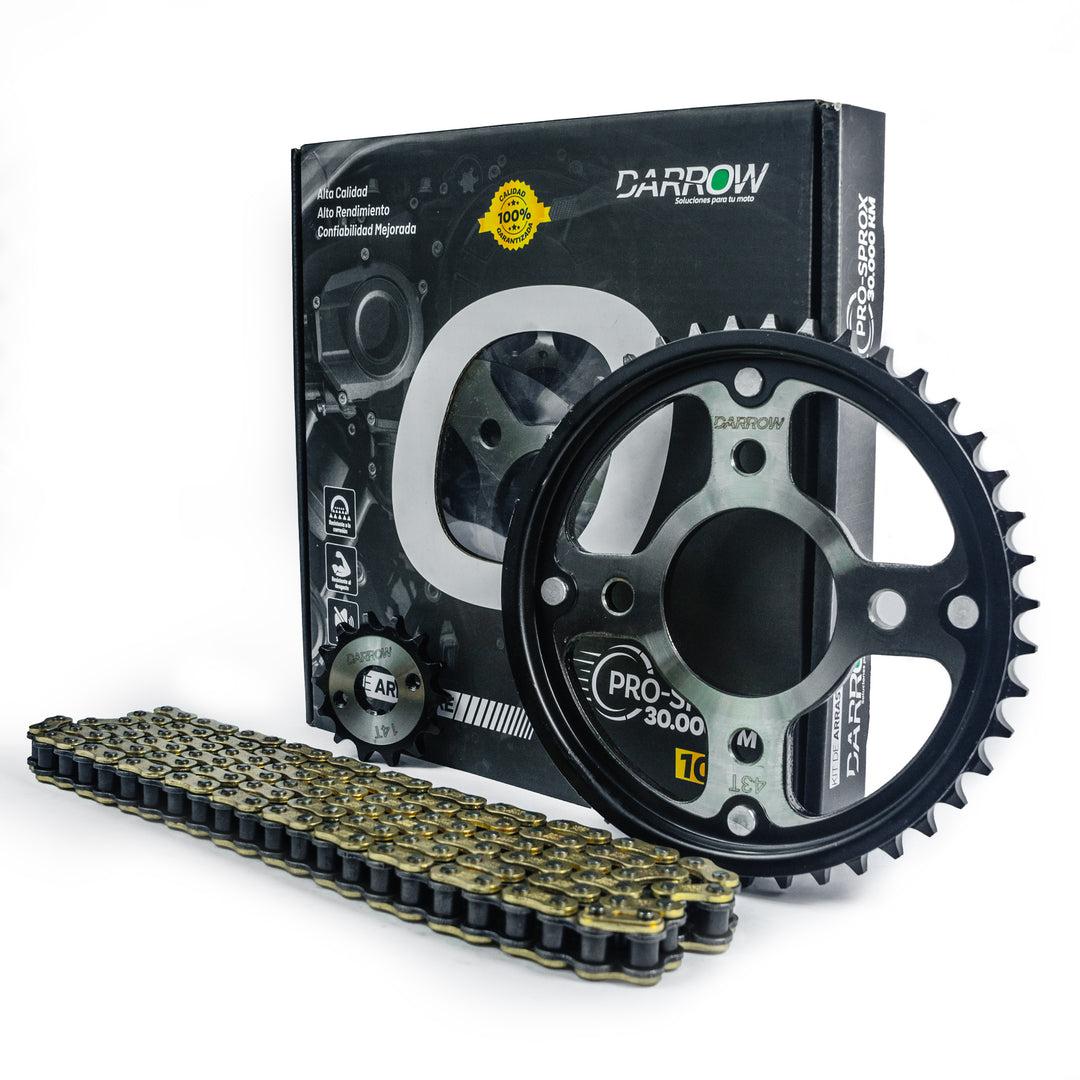 KIT ARRASTRE 14X43 428H INVICTA150/CB150 CADENA DORADA