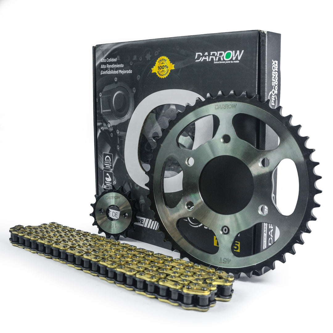 KIT ARRASTRE 16X45 428H PULSAR200NS (6H) CADENA DORADA